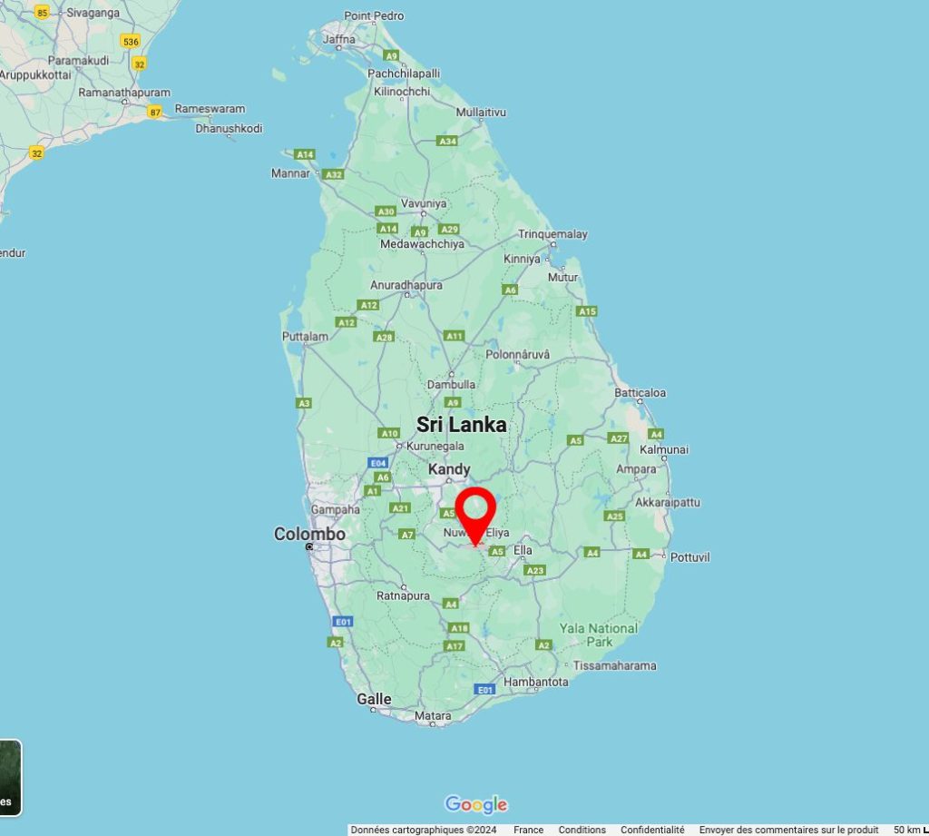 Carte du Sri Lanka Nuwara Eliya