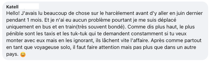 avis voyageuse positif