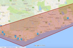 Carte de la côte Sud du Sri Lanka