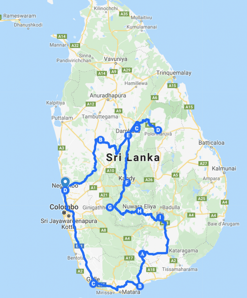 itineraire sri lanka 2018