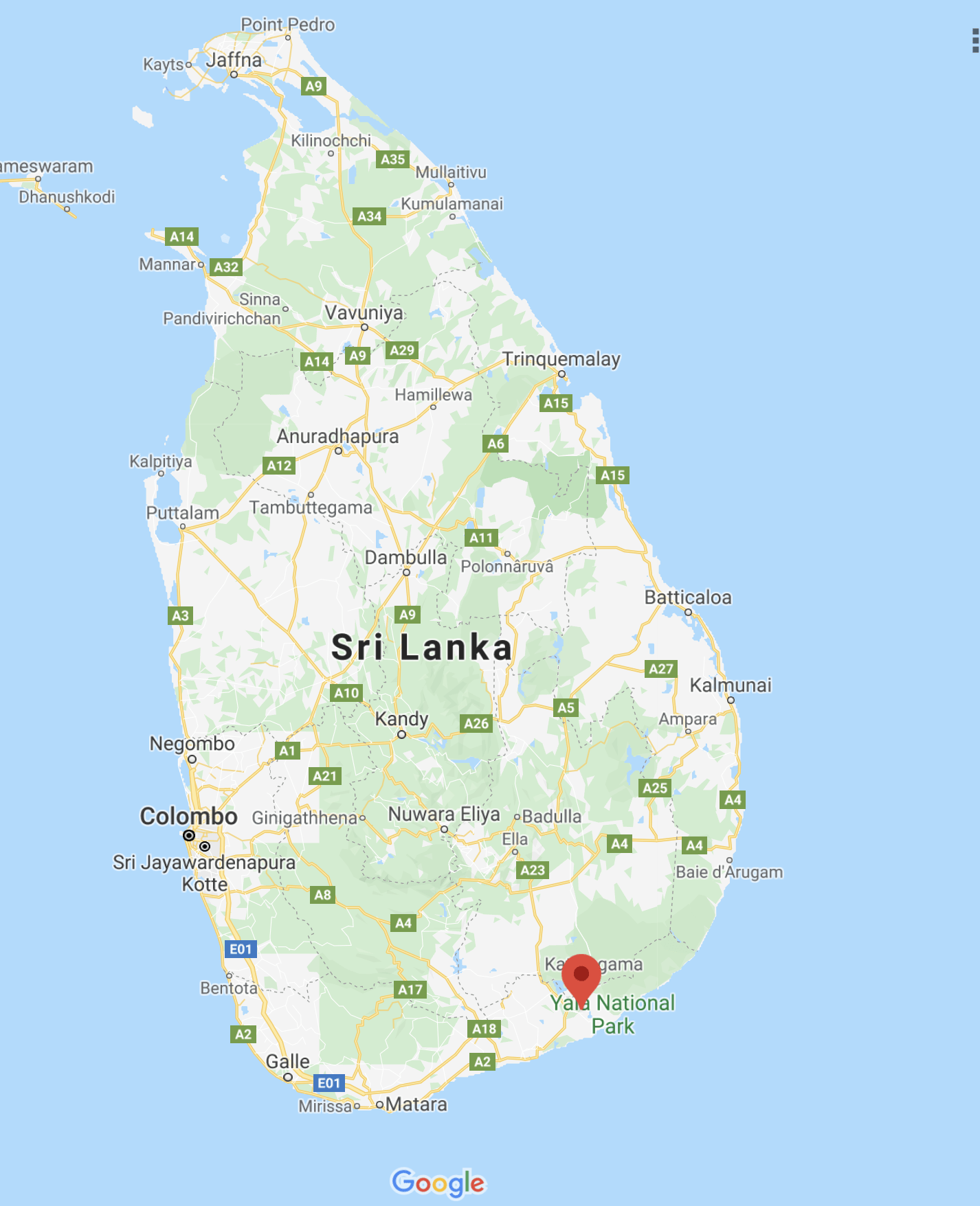 carte sri lanka tissamaharama