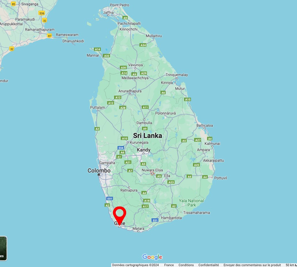 carte du sri lanka galle