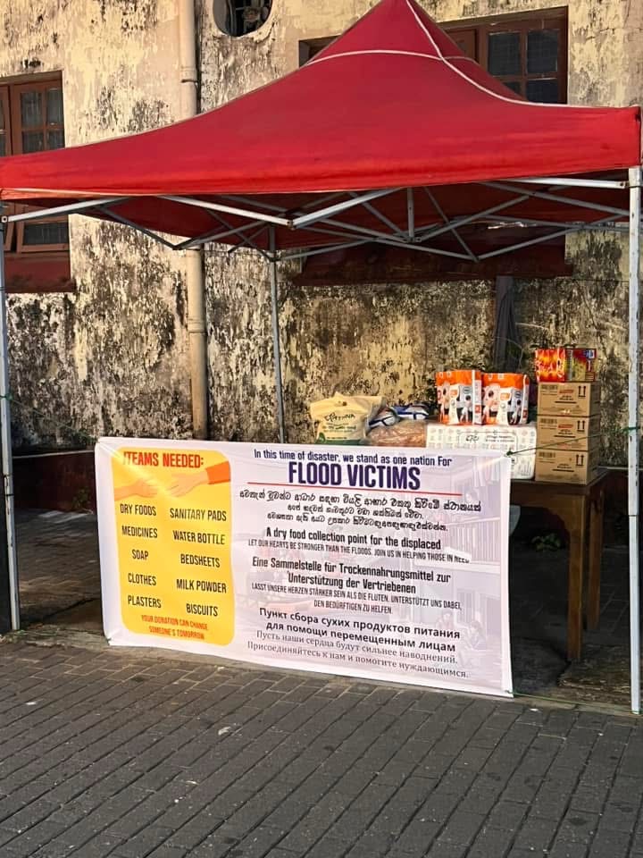 stands pour donation aux victimes des inondations