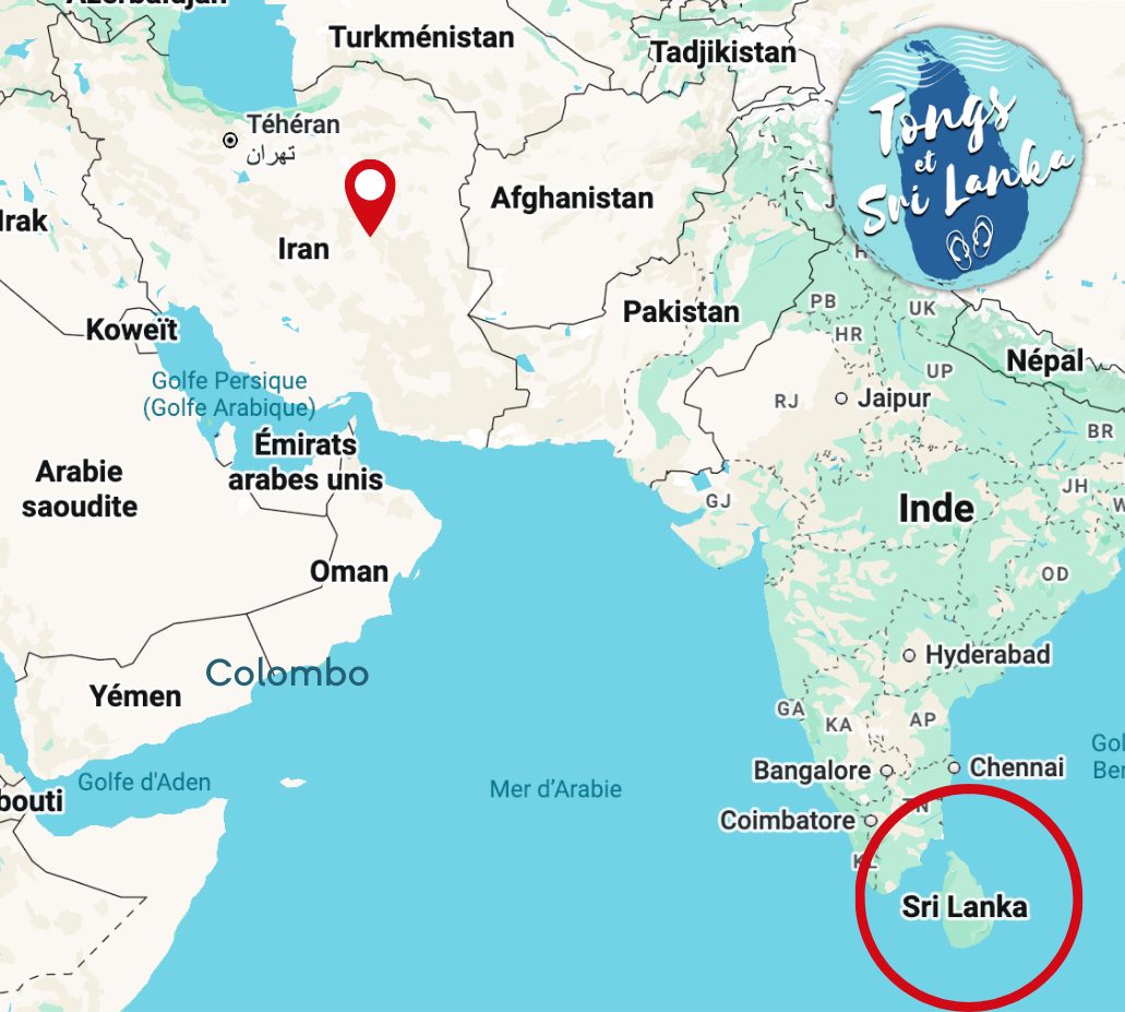 carte iran et sri lanka